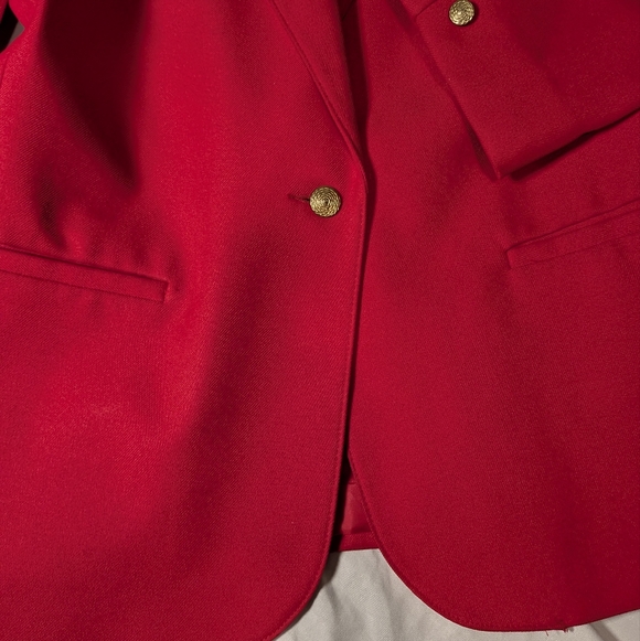 IC COLLECTION Vibrant Red Blazer Medium (14 Vintage Size) Gold Accent - Picture 3 of 5